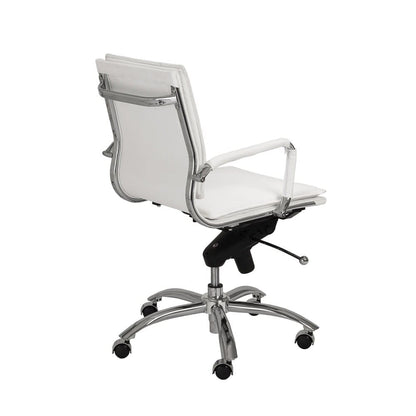 Euro Style - Gunar Pro Leatherette Low Back Office Chair, White/Chrome - 01263WHT veiw 4