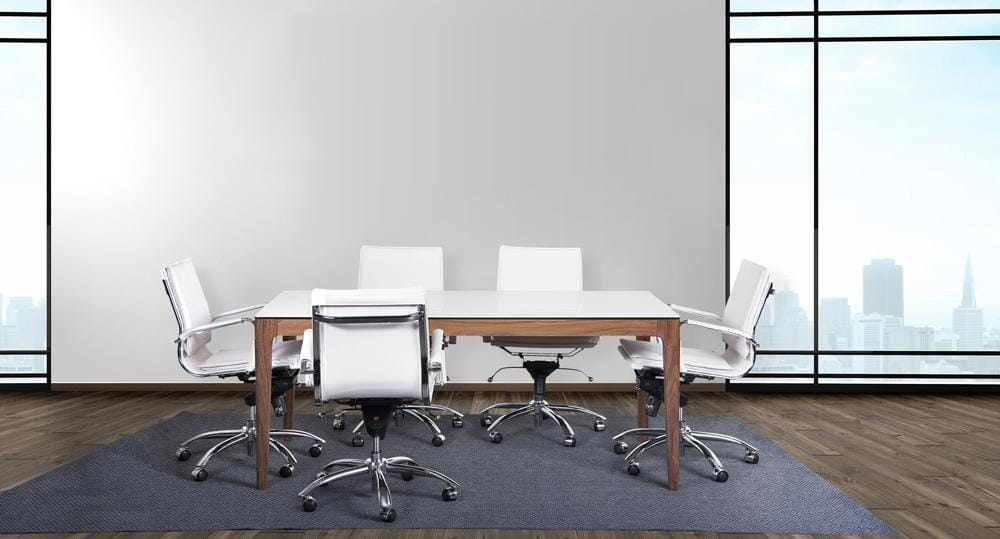 Euro Style - Gunar Pro Leatherette Low Back Office Chair, White/Chrome - 01263WHT veiw 5