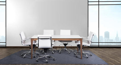 Euro Style - Gunar Pro Leatherette Low Back Office Chair, White/Chrome - 01263WHT veiw 5