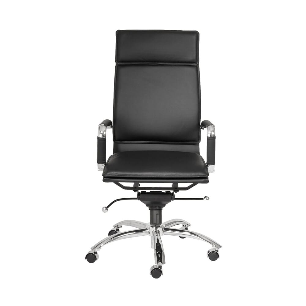 Euro Style - Gunar Pro Leatherette High Back Office Chair, Black/Chrome - 01264BLK veiw 1