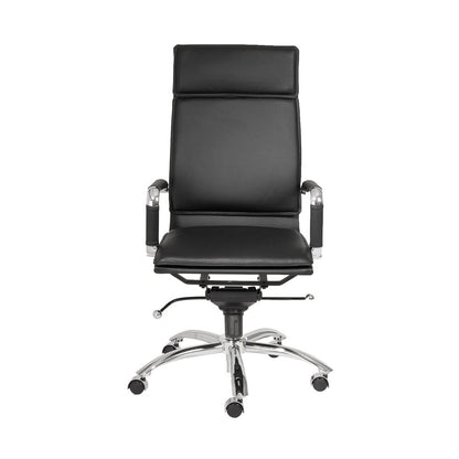 Euro Style - Gunar Pro Leatherette High Back Office Chair, Black/Chrome - 01264BLK veiw 1