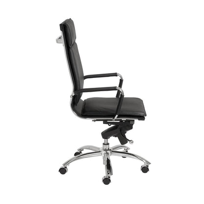 Euro Style - Gunar Pro Leatherette High Back Office Chair, Black/Chrome - 01264BLK veiw 3