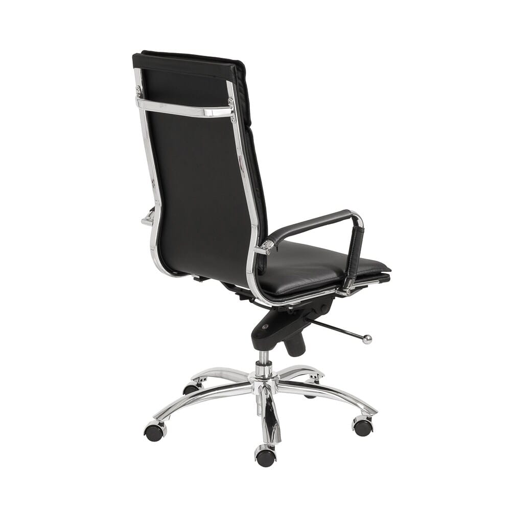 Euro Style - Gunar Pro Leatherette High Back Office Chair, Black/Chrome - 01264BLK veiw 4