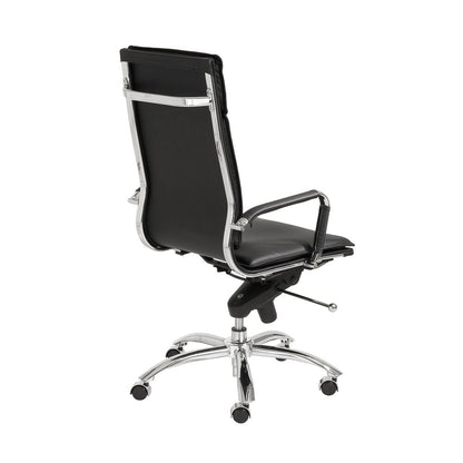 Euro Style - Gunar Pro Leatherette High Back Office Chair, Black/Chrome - 01264BLK veiw 4