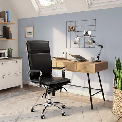 Euro Style - Gunar Pro Leatherette High Back Office Chair, Black/Chrome - 01264BLK veiw 5
