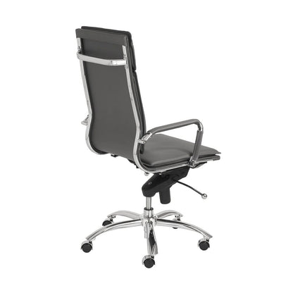 Euro Style - Gunar Pro Leatherette High Back Office Chair, Gray/Chrome - 01264GRY veiw 4