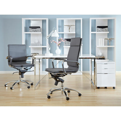 Euro Style - Gunar Pro Leatherette High Back Office Chair, Gray/Chrome - 01264GRY veiw 5