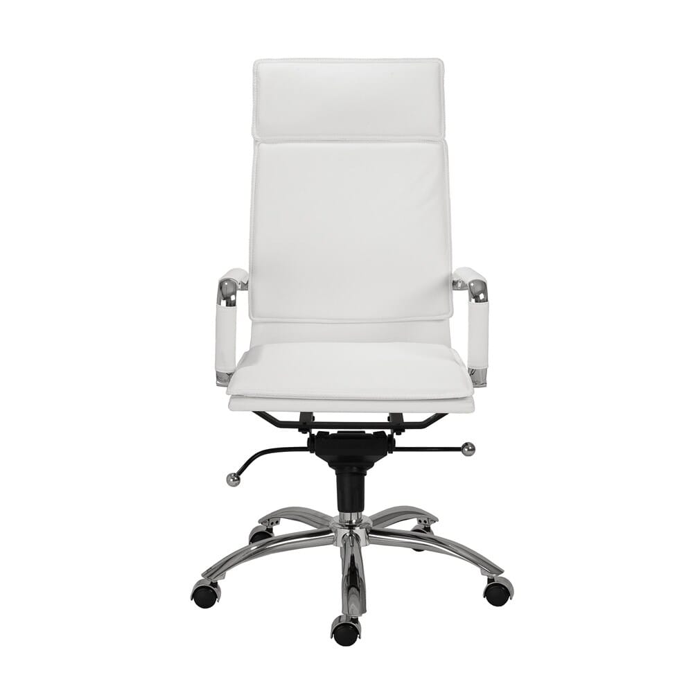Euro Style - Gunar Pro Leatherette High Back Office Chair, White/Chrome - 01264WHT veiw 1