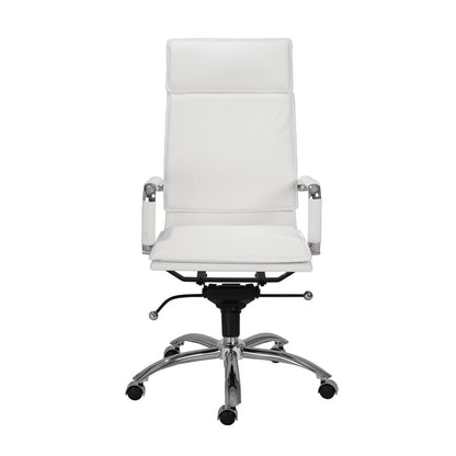 Euro Style - Gunar Pro Leatherette High Back Office Chair, White/Chrome - 01264WHT veiw 1