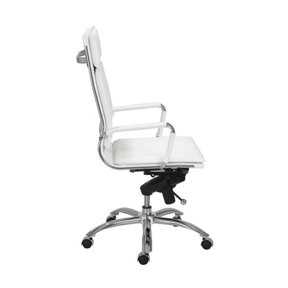 Euro Style - Gunar Pro Leatherette High Back Office Chair, White/Chrome - 01264WHT veiw 3