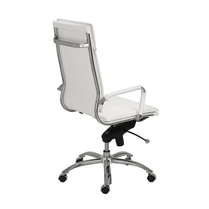 Euro Style - Gunar Pro Leatherette High Back Office Chair, White/Chrome - 01264WHT veiw 4