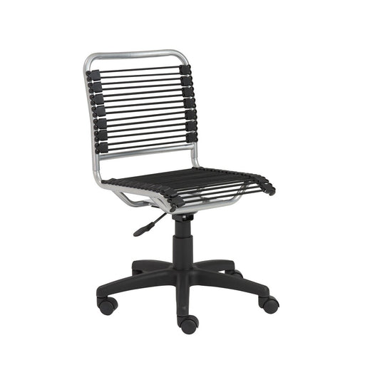 Euro Style - Bungie Low Back Office Chair, Black/Aluminum - 02546 veiw 2