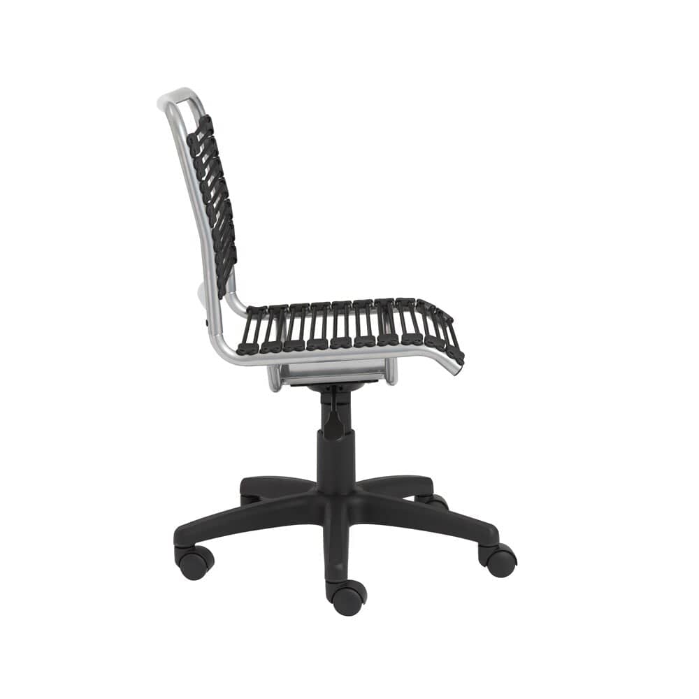 Euro Style - Bungie Low Back Office Chair, Black/Aluminum - 02546 veiw 3