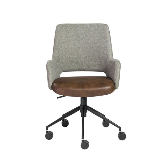 Euro Style - Desi Tilt Leatherette and Fabric Office Chair, Heather Gray and Dark Brown/Black - 30481LTBRN veiw 1