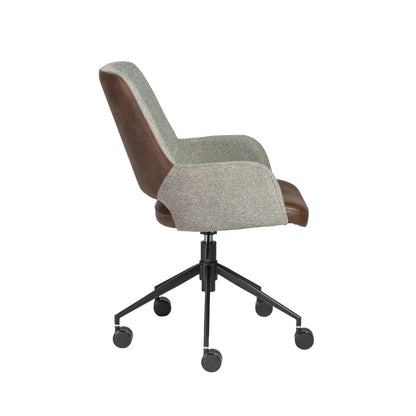 Euro Style - Desi Tilt Leatherette and Fabric Office Chair, Heather Gray and Dark Brown/Black - 30481LTBRN veiw 4