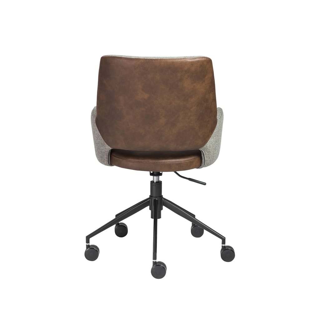 Euro Style - Desi Tilt Leatherette and Fabric Office Chair, Heather Gray and Dark Brown/Black - 30481LTBRN veiw 6