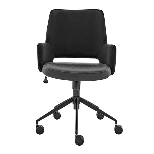 Euro Style - Desi Tilt Leatherette and Velvet Office Chair, Black - 30492BLK veiw 1
