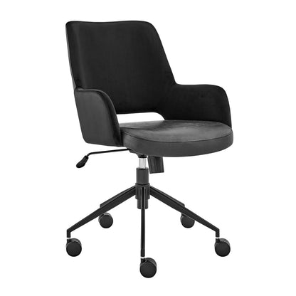 Euro Style - Desi Tilt Leatherette and Velvet Office Chair, Black - 30492BLK veiw 2