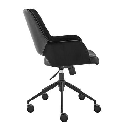 Euro Style - Desi Tilt Leatherette and Velvet Office Chair, Black - 30492BLK veiw 3