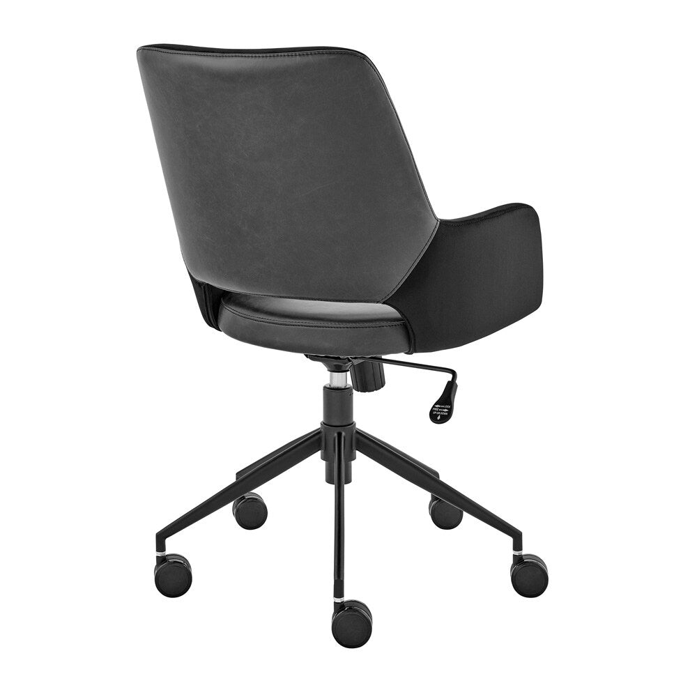 Euro Style - Desi Tilt Leatherette and Velvet Office Chair, Black - 30492BLK veiw 4