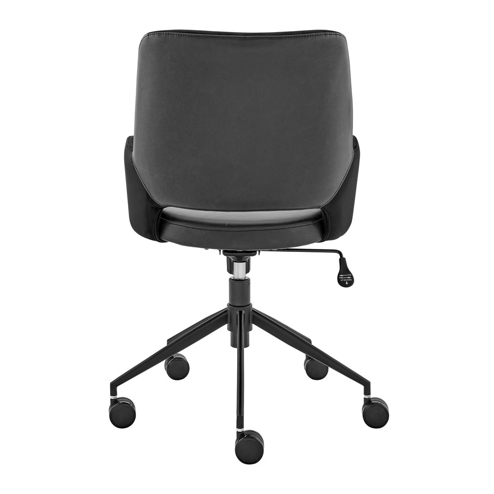 Euro Style - Desi Tilt Leatherette and Velvet Office Chair, Black - 30492BLK veiw 5