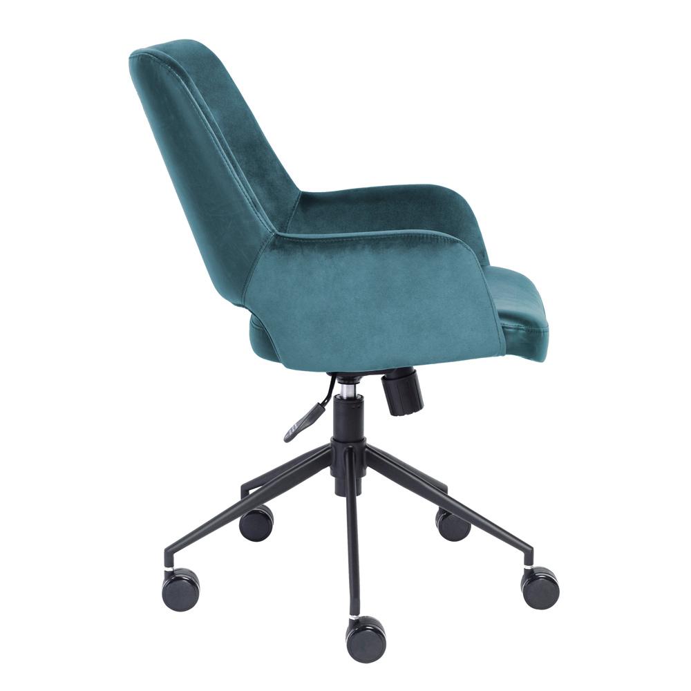 Euro Style - Desi Tilt Leatherette and Velvet Office Chair, Blue/Black - 30492BLU veiw 2