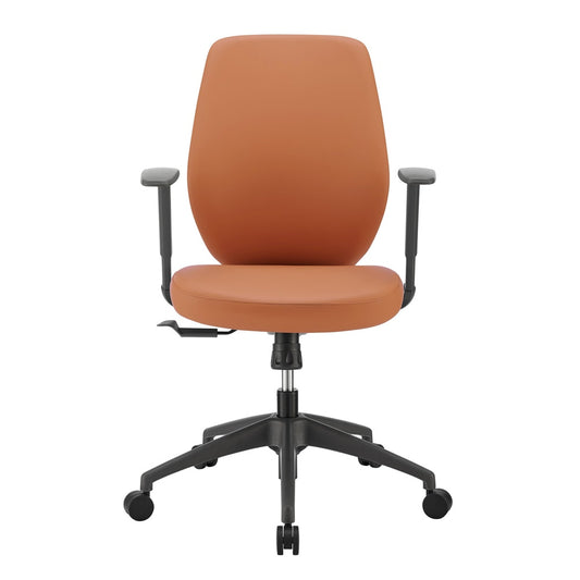 Euro Style - Filip Leatherette Low Back Office Chair, Caramel/Black - 73002-COG veiw 2