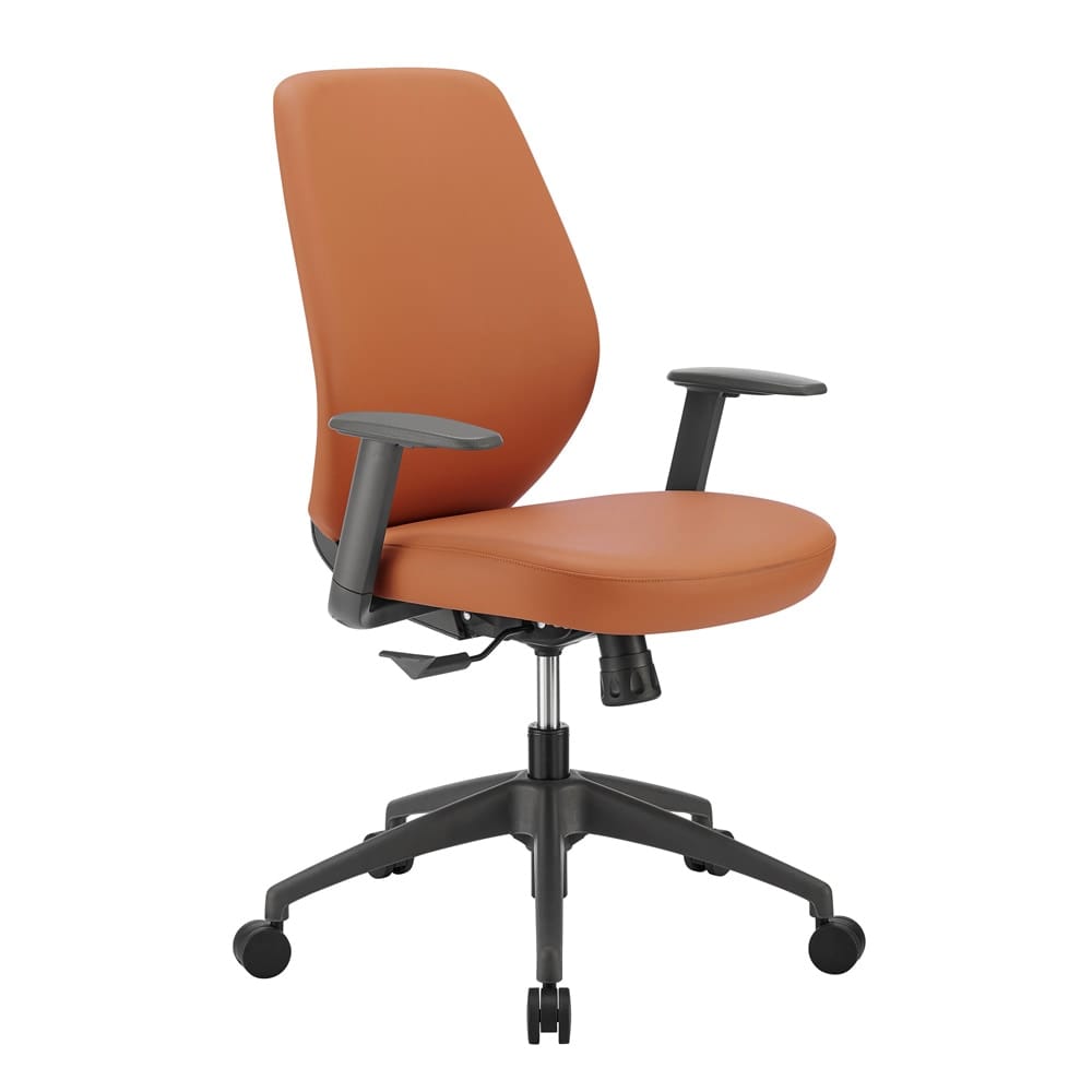 Euro Style - Filip Leatherette Low Back Office Chair, Caramel/Black - 73002-COG veiw 3