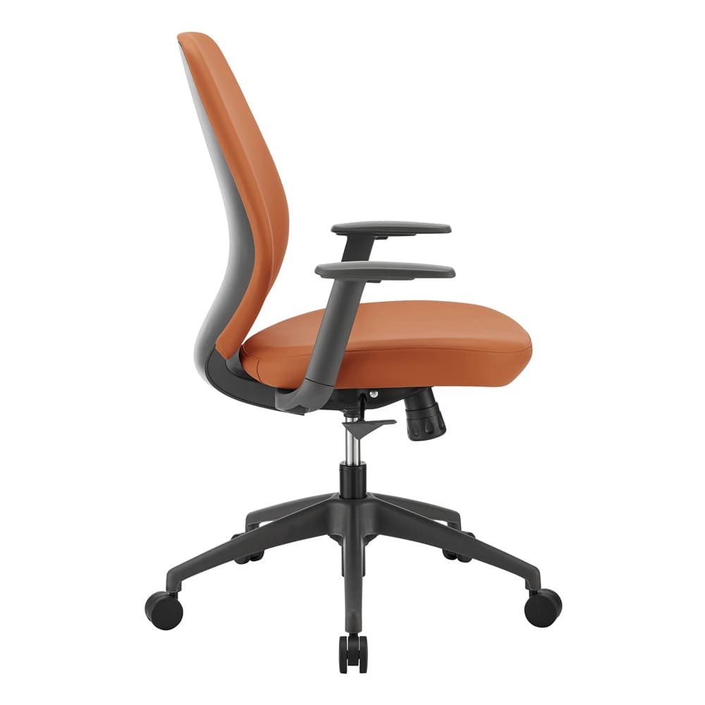 Euro Style - Filip Leatherette Low Back Office Chair, Caramel/Black - 73002-COG veiw 4