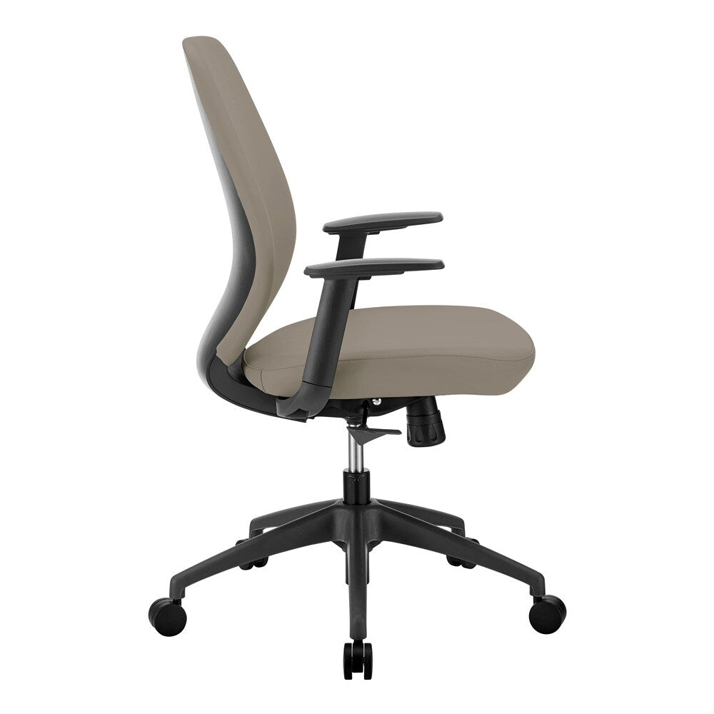 Euro Style - Filip Leatherette Low Back Office Chair, Light Gray/Black - 73002-LTGRY veiw 3