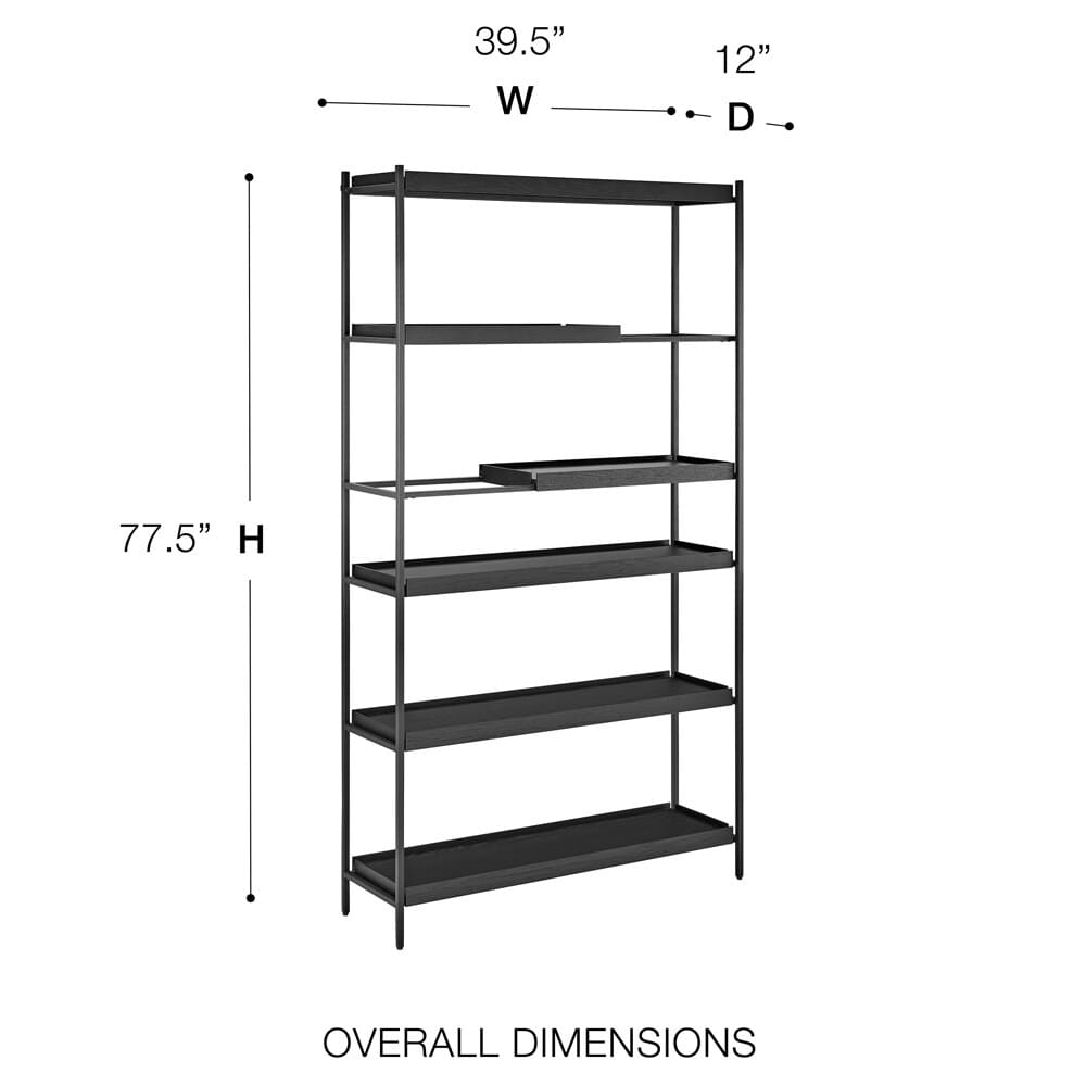 Euro Style - Kumla 39in 6-Tier Shelving Unit, Black - 31134BLK-KIT veiw 6