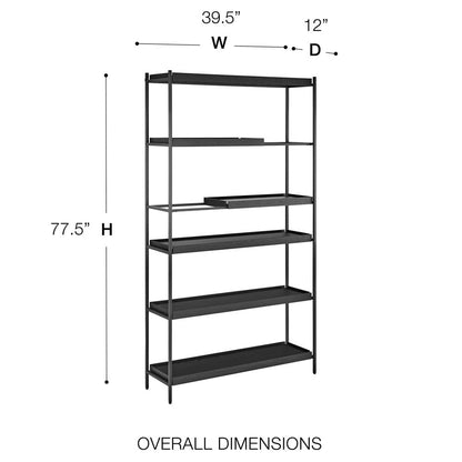Euro Style - Kumla 39in 6-Tier Shelving Unit, Black - 31134BLK-KIT veiw 6
