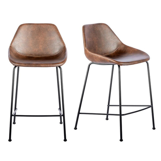 Euro Style - Corinna Counter Stool, Dark Brown/Matte Black - Set of 2 - 30504BRN veiw 1