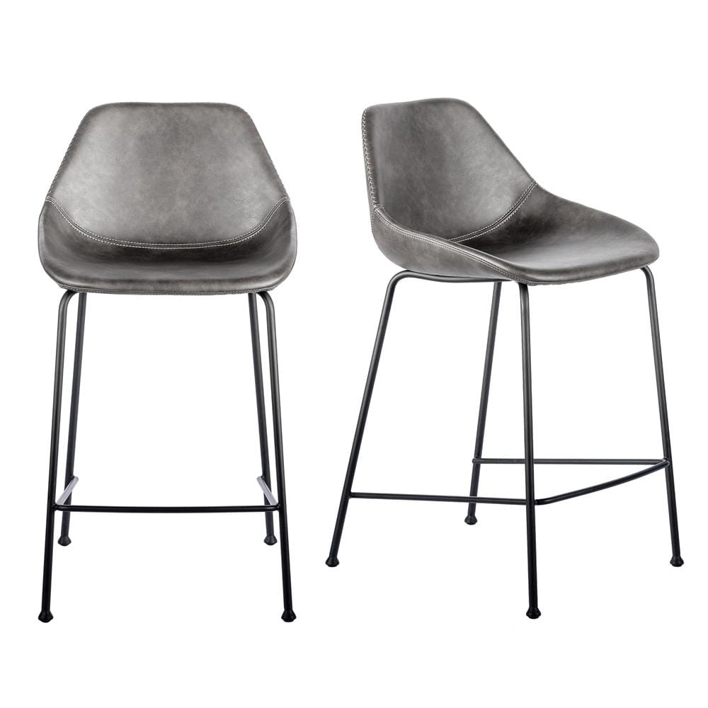Euro Style - Corinna Counter Stool,Charcoal Gray/Matte Black - Set of 2 - 30504DKGRY veiw 1