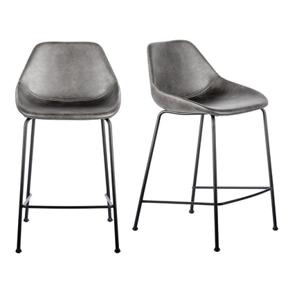Euro Style - Corinna Counter Stool,Charcoal Gray/Matte Black - Set of 2 - 30504DKGRY veiw 1