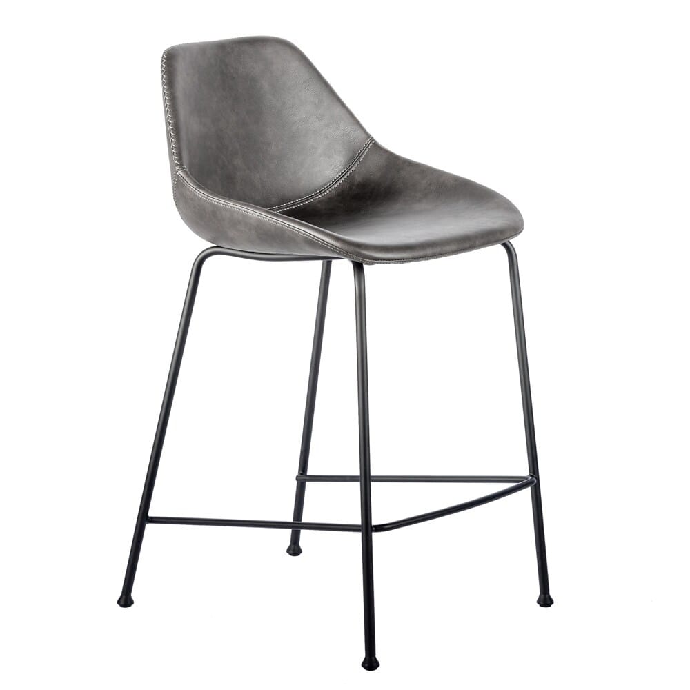 Euro Style - Corinna Counter Stool,Charcoal Gray/Matte Black - Set of 2 - 30504DKGRY veiw 3