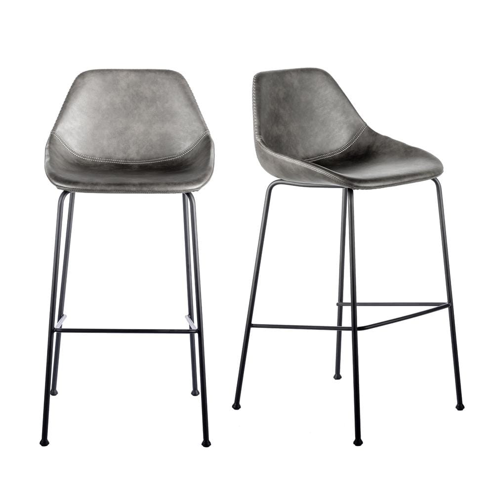 Euro Style - Corinna Bar Stool,Charcoal Gray/Matte Black - Set of 2 - 30506DKGRY veiw 1