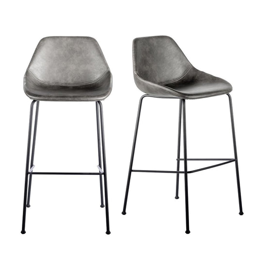 Euro Style - Corinna Bar Stool,Charcoal Gray/Matte Black - Set of 2 - 30506DKGRY veiw 1