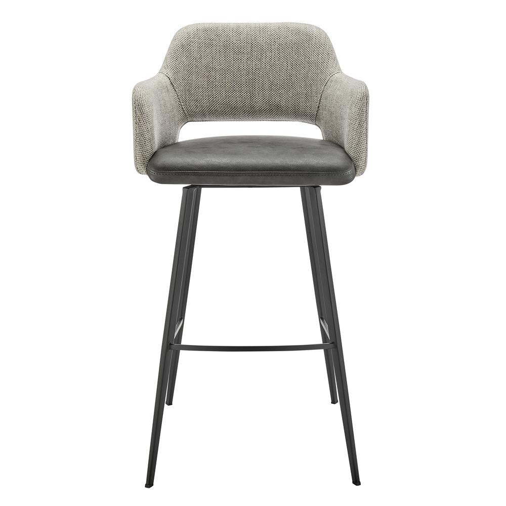 Euro Style - Desi Leatherette and Fabric Swivel Bar Stool, Warm Gray/Charcoal Gray/Black - 30582-DKGRY veiw 1
