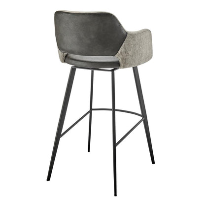 Euro Style - Desi Leatherette and Fabric Swivel Bar Stool, Warm Gray/Charcoal Gray/Black - 30582-DKGRY veiw 4