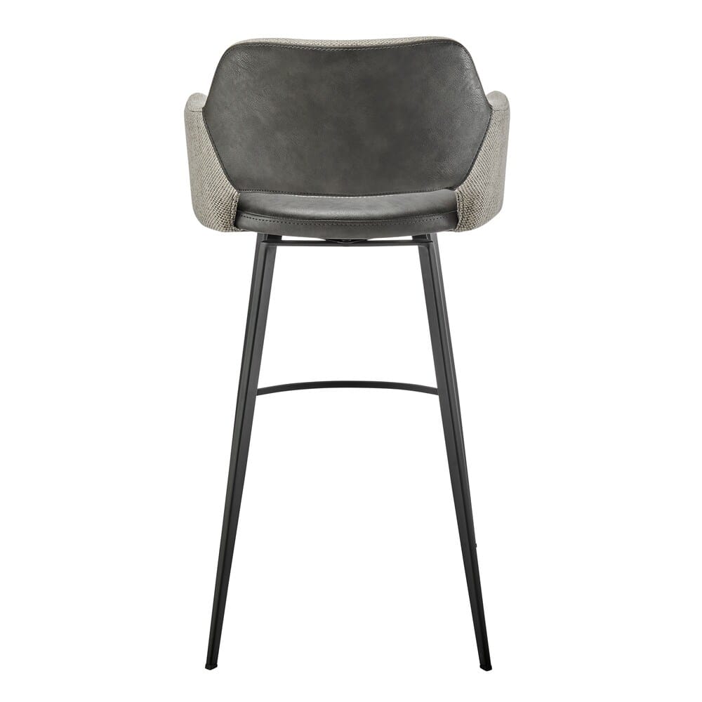 Euro Style - Desi Leatherette and Fabric Swivel Bar Stool, Warm Gray/Charcoal Gray/Black - 30582-DKGRY veiw 5