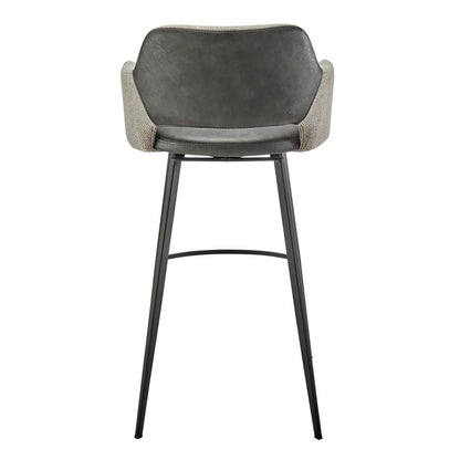 Euro Style - Desi Leatherette and Fabric Swivel Bar Stool, Warm Gray/Charcoal Gray/Black - 30582-DKGRY veiw 5