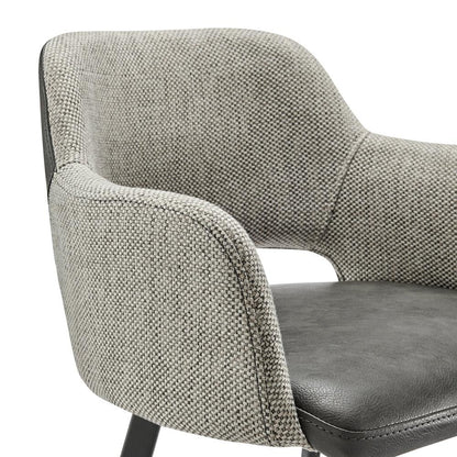 Euro Style - Desi Leatherette and Fabric Swivel Bar Stool, Warm Gray/Charcoal Gray/Black - 30582-DKGRY veiw 6