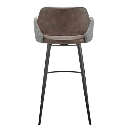 Euro Style - Desi Leatherette and Fabric Swivel Bar Stool, Heather Gray/Dark Brown/Black - 30582-LTBRN veiw 5