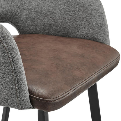 Euro Style - Desi Leatherette and Fabric Swivel Bar Stool, Heather Gray/Dark Brown/Black - 30582-LTBRN veiw 6