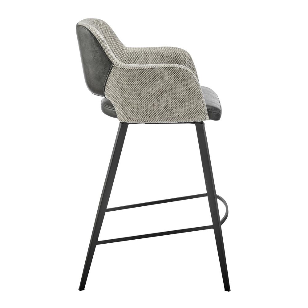 Euro Style - Desi Leatherette and Fabric Swivel Counter Stool, Warm Gray/Charcoal Gray/Black - 30584-DKGRY veiw 3