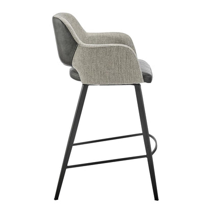 Euro Style - Desi Leatherette and Fabric Swivel Counter Stool, Warm Gray/Charcoal Gray/Black - 30584-DKGRY veiw 3