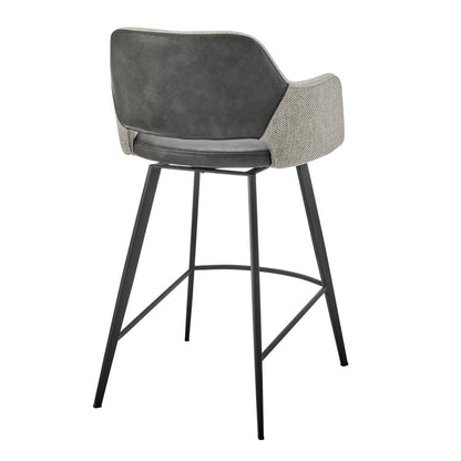 Euro Style - Desi Leatherette and Fabric Swivel Counter Stool, Warm Gray/Charcoal Gray/Black - 30584-DKGRY veiw 4