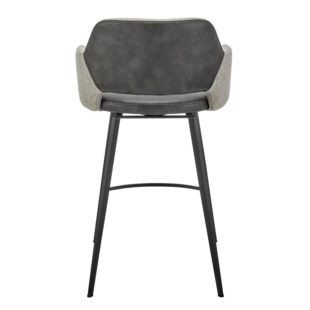 Euro Style - Desi Leatherette and Fabric Swivel Counter Stool, Warm Gray/Charcoal Gray/Black - 30584-DKGRY veiw 5