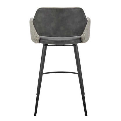Euro Style - Desi Leatherette and Fabric Swivel Counter Stool, Warm Gray/Charcoal Gray/Black - 30584-DKGRY veiw 5